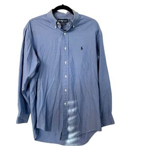 Ralph Lauren Men's Yarmouth Pinpoint Oxford Blue Button Down Size 16 32/33 GUC